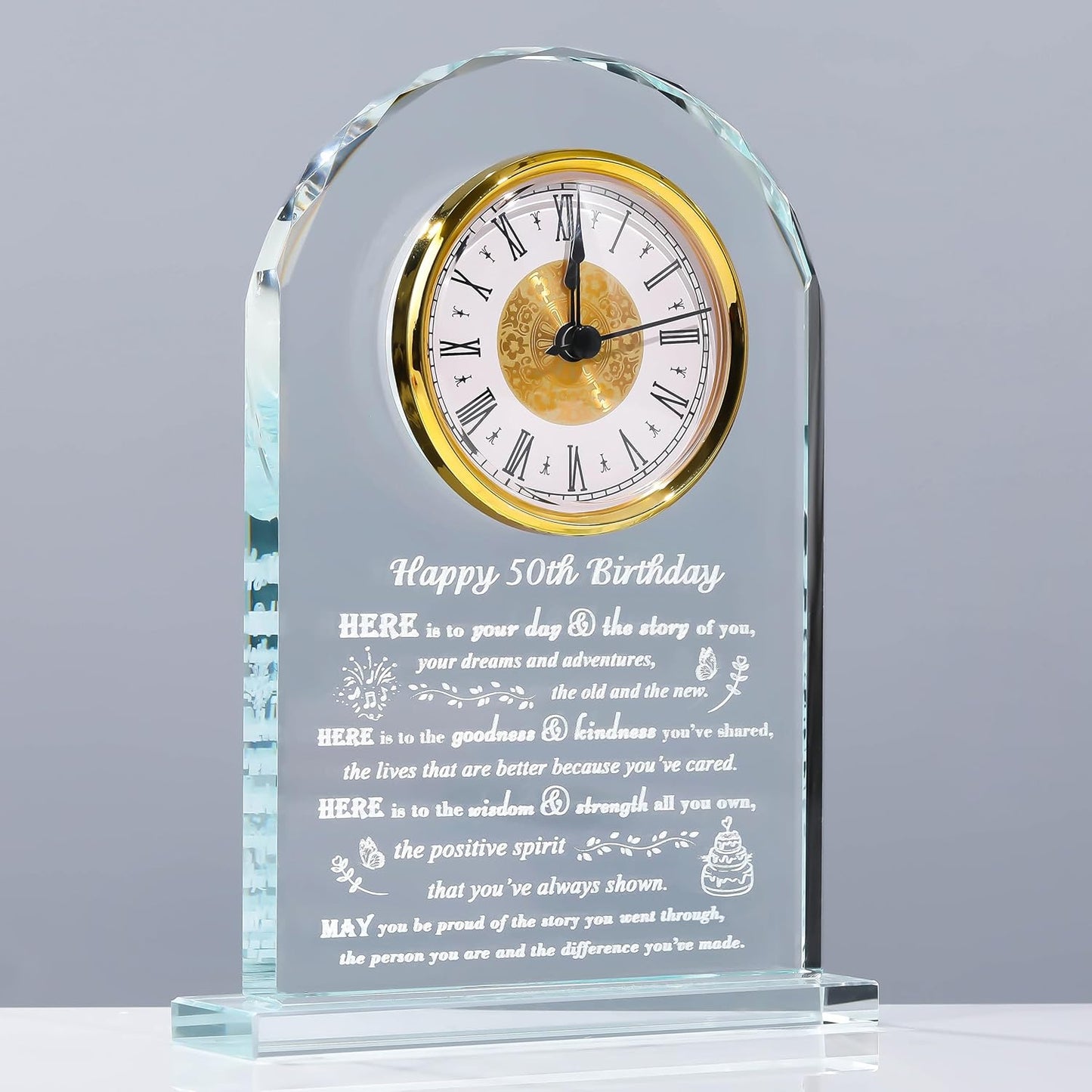50th Birthday Gifts for Women Men - Unique Crystal Clock Present
