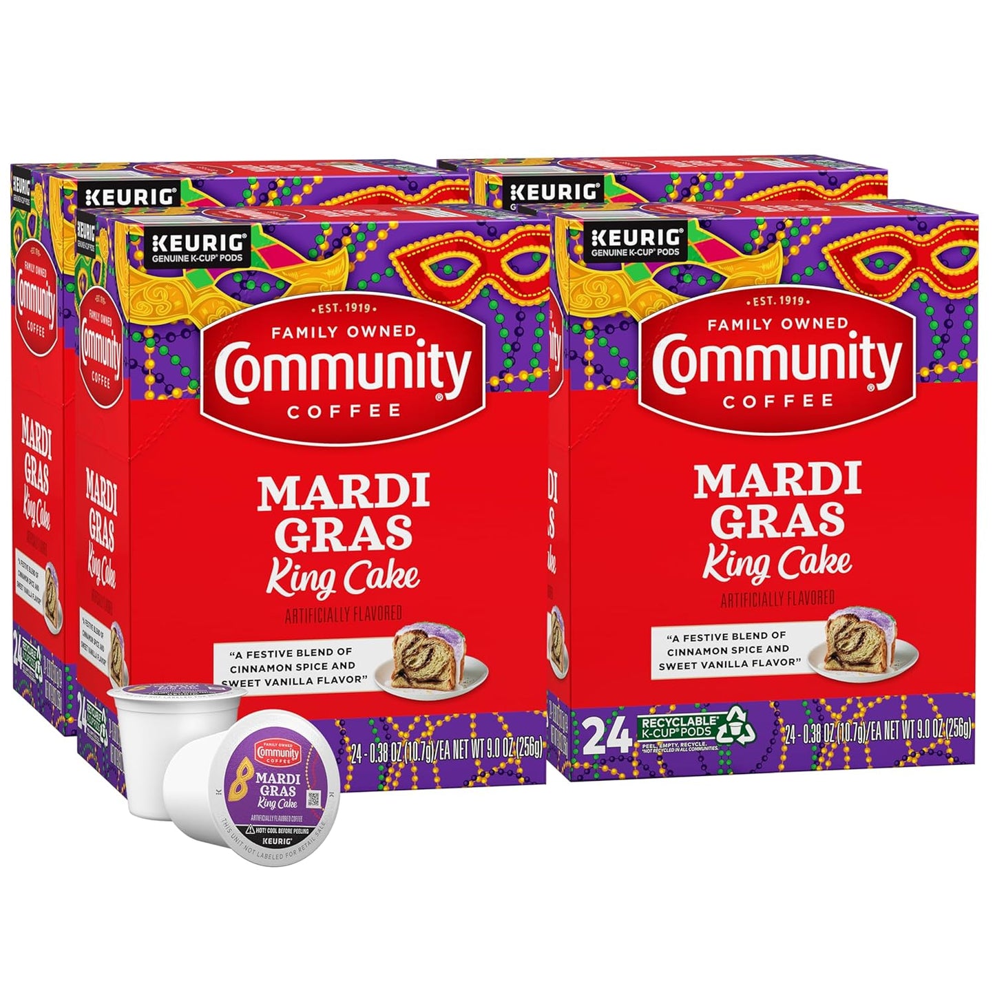 Mardi Gras King Cake Flavored Coffee Pods for Keurig 2.0 Brewing