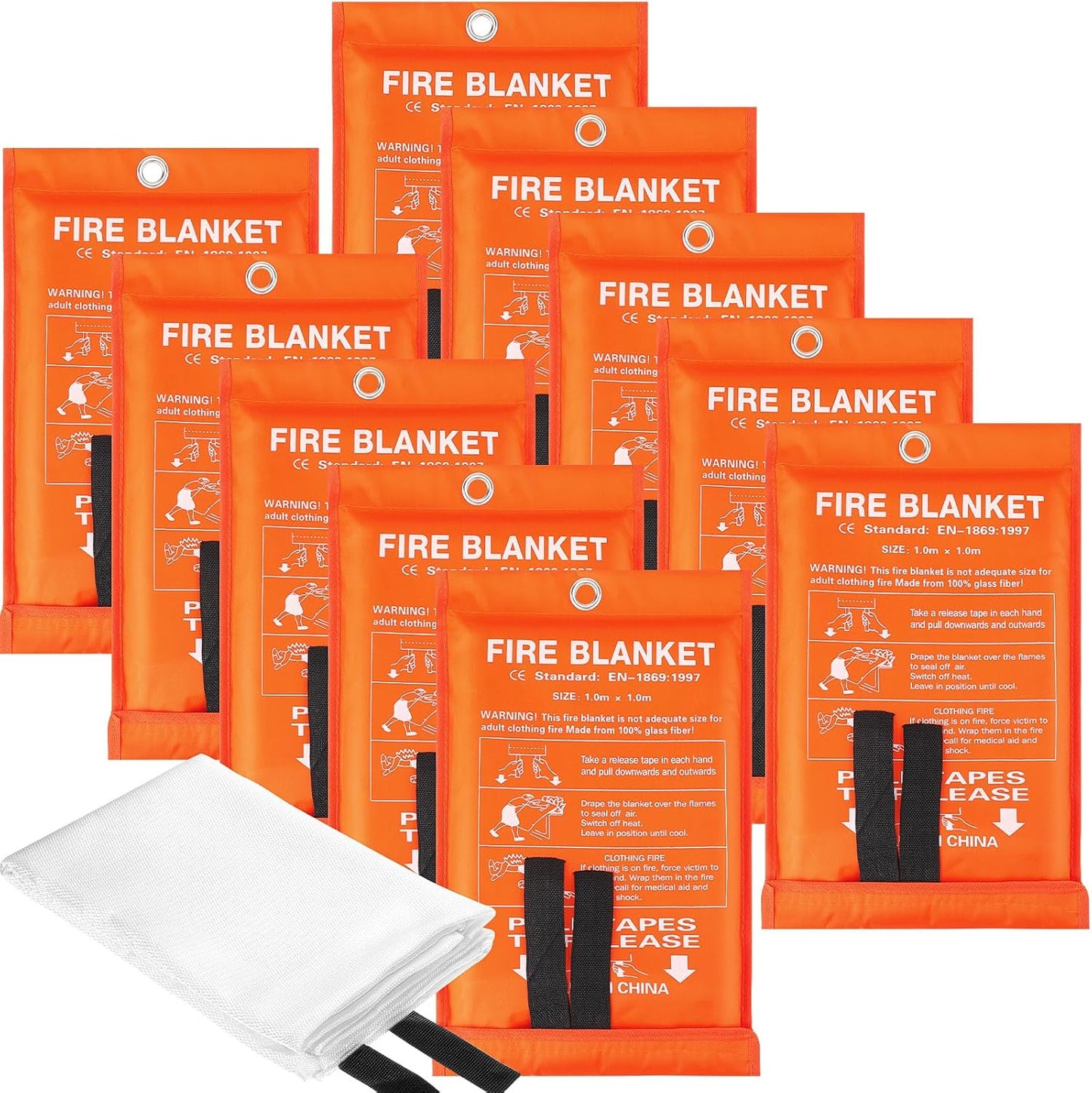 Fire Blanket Emergency 10 Pack for Home Kitchen Safety Use