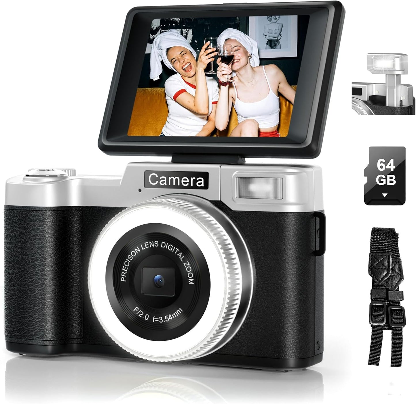 4K Digital Camera for Photography and Vlogging with Flip Screen
