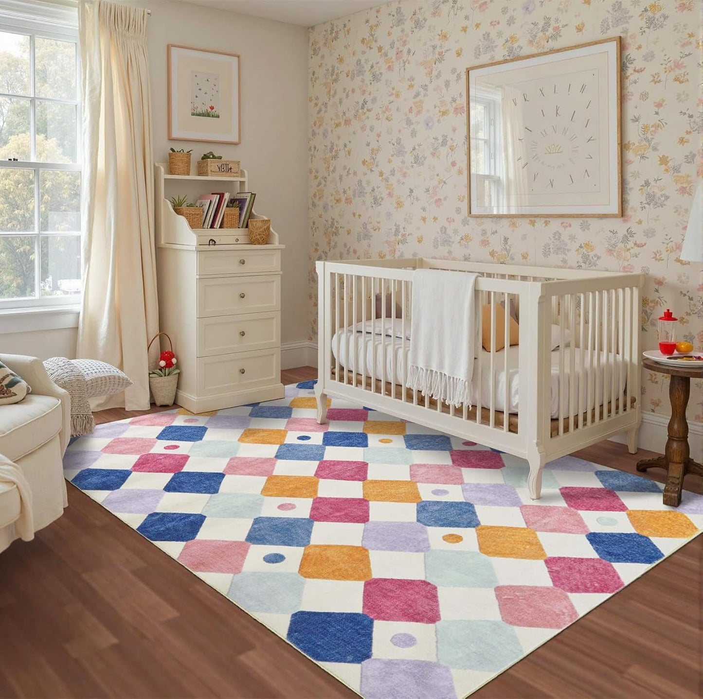 Colorful Diamond Area Rug 5x7 for Kids and Playrooms