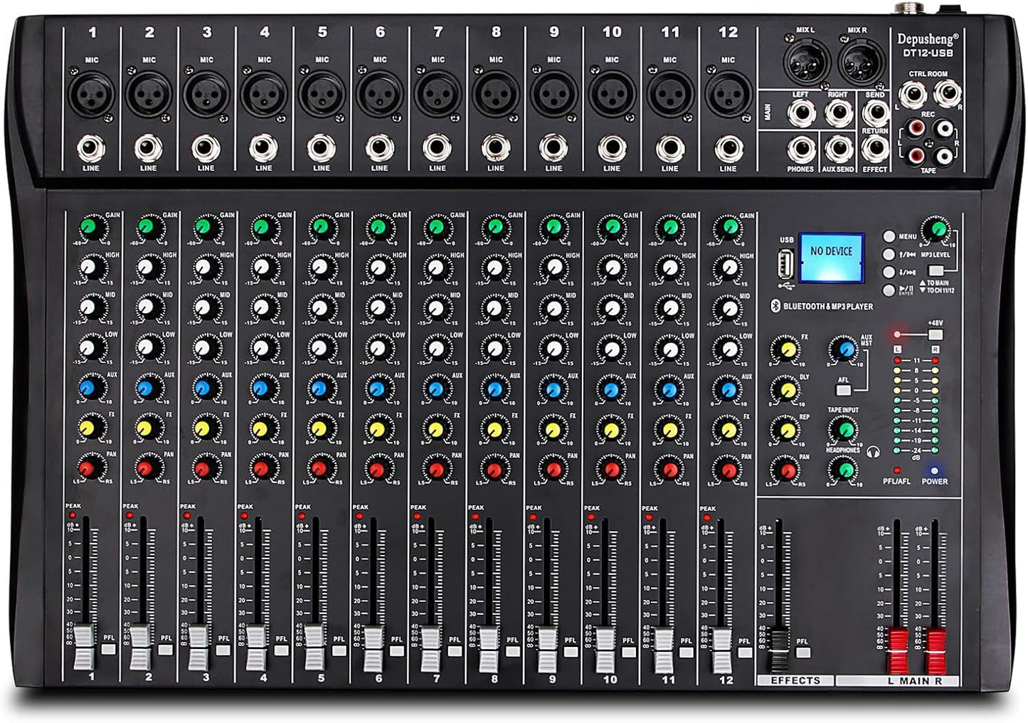Depusheng DT12 Studio Audio Mixer for Professional Sound Control