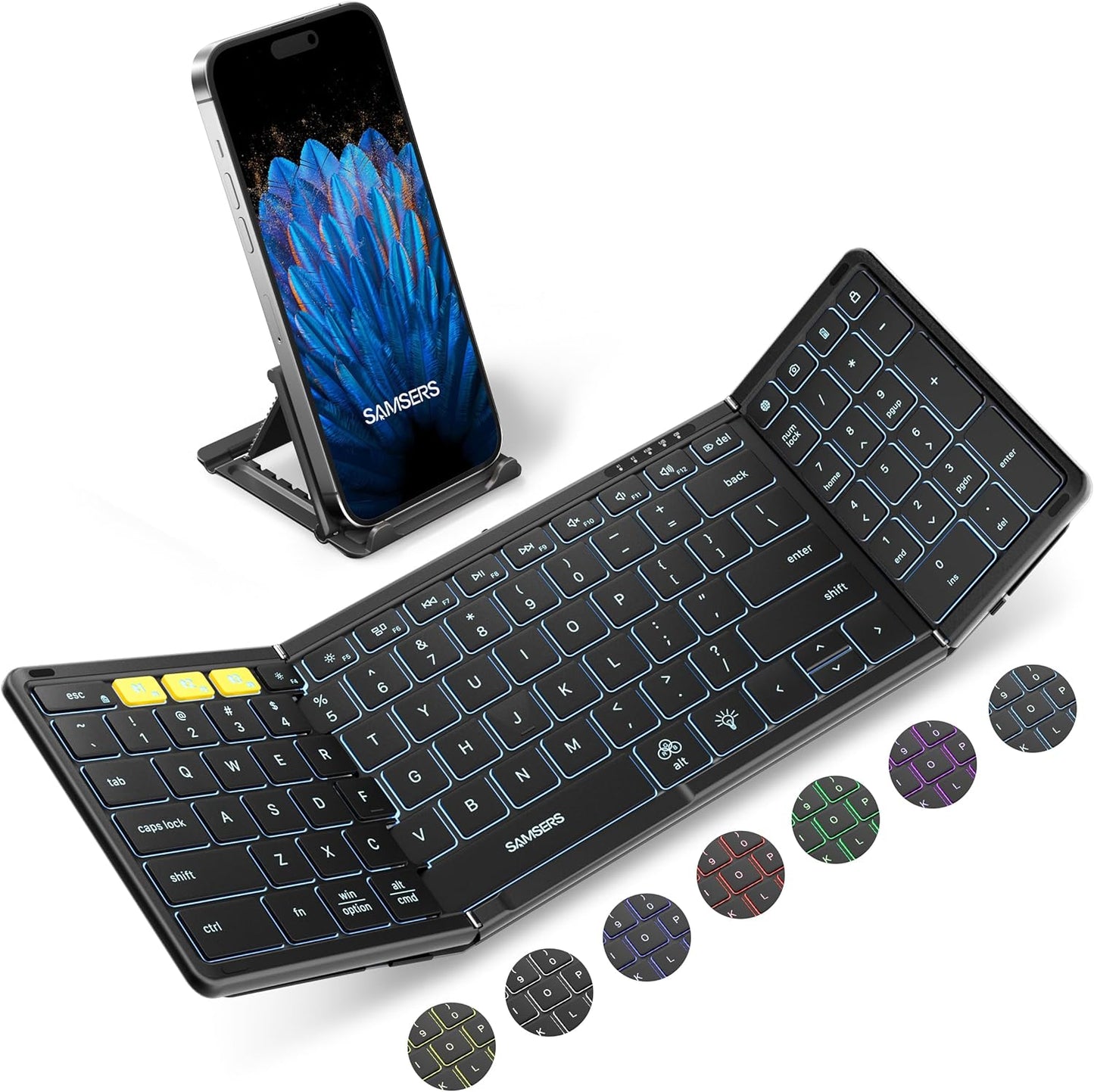 Samsers Foldable Bluetooth Keyboard: Backlit, Portable, Multi-Device