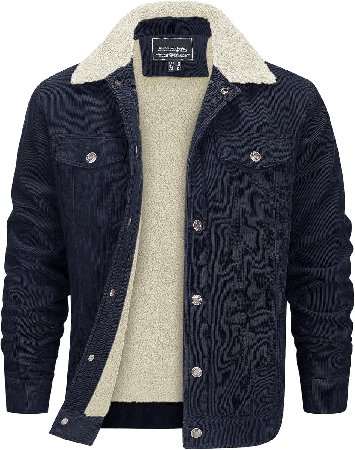 EKLENTSON Men's Corduroy Jackets with Sherpa Lining for Winter