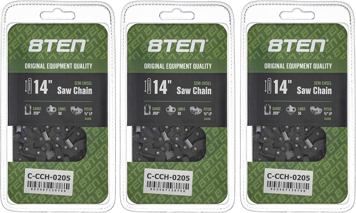 8TEN Semi Chisel Chainsaw Chain 14 Inch for Stihl and McCulloch