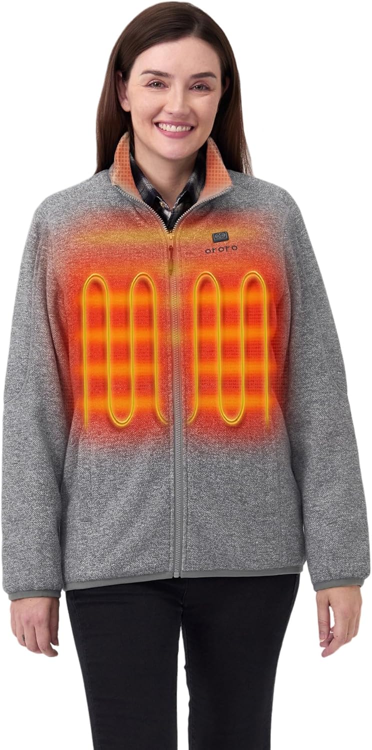 ORORO Womens 4-Zone Heated Fleece Jacket for Ultimate Warmth