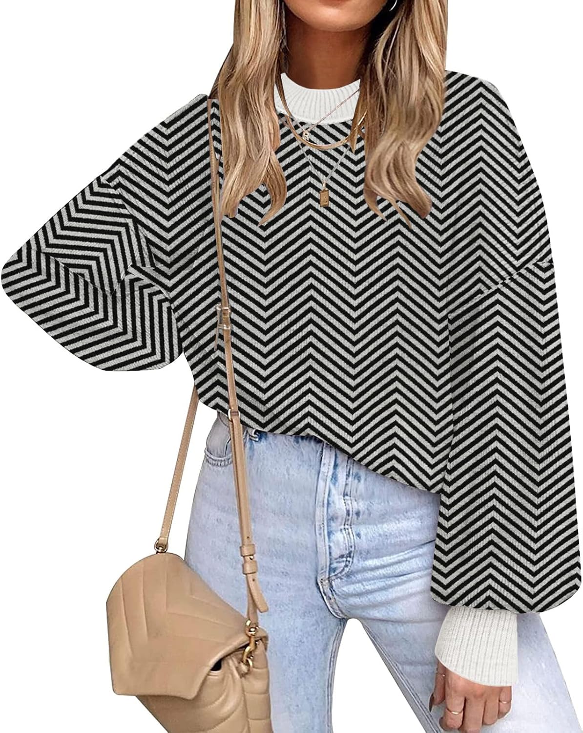 ETCYY Womens Sweaters Fall 2025 Batwing Long Sleeve Knit Tops