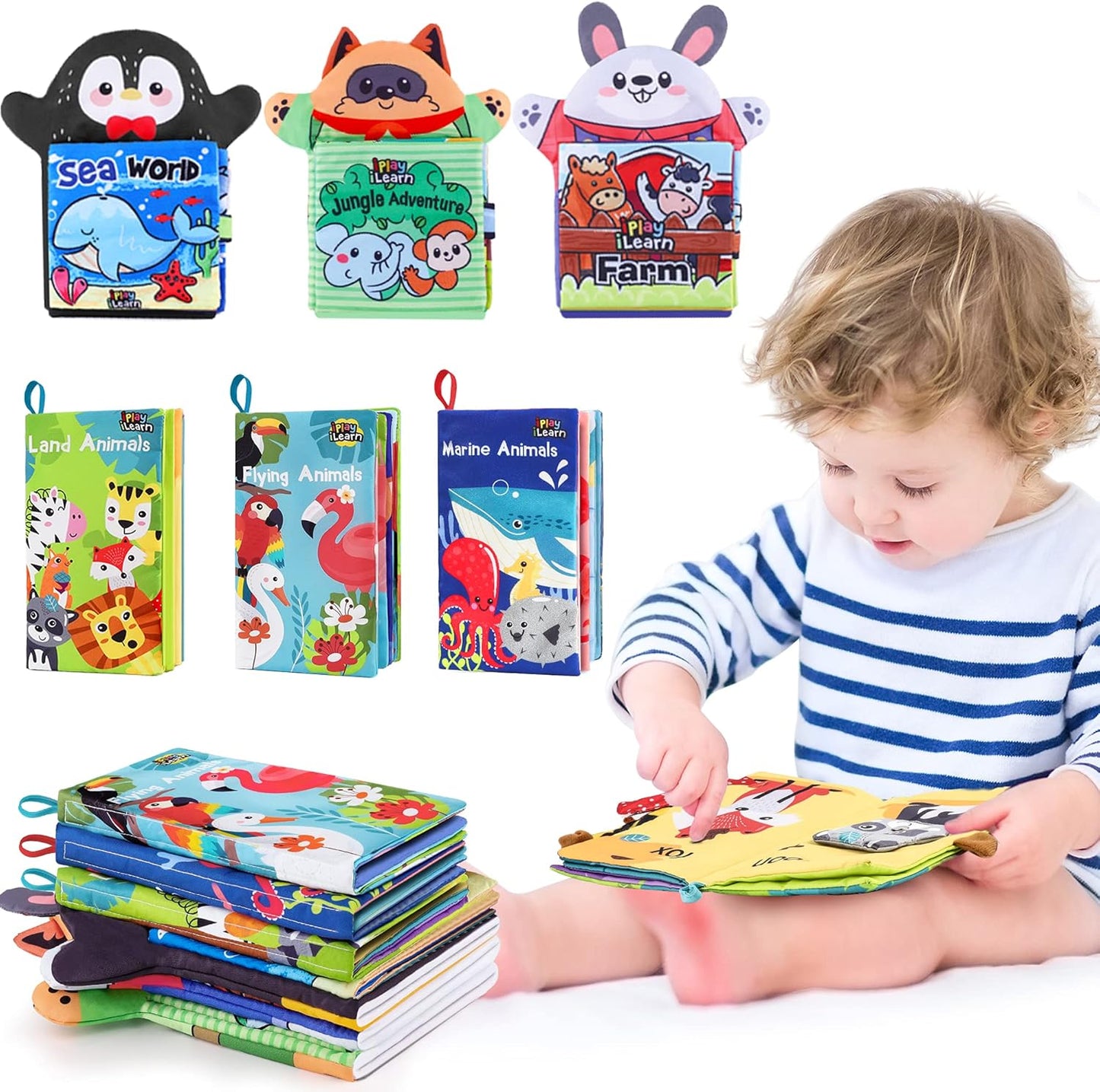 Soft Baby Animal Book: Touch, Feel, Crinkle Fun by iPlay, iLearn