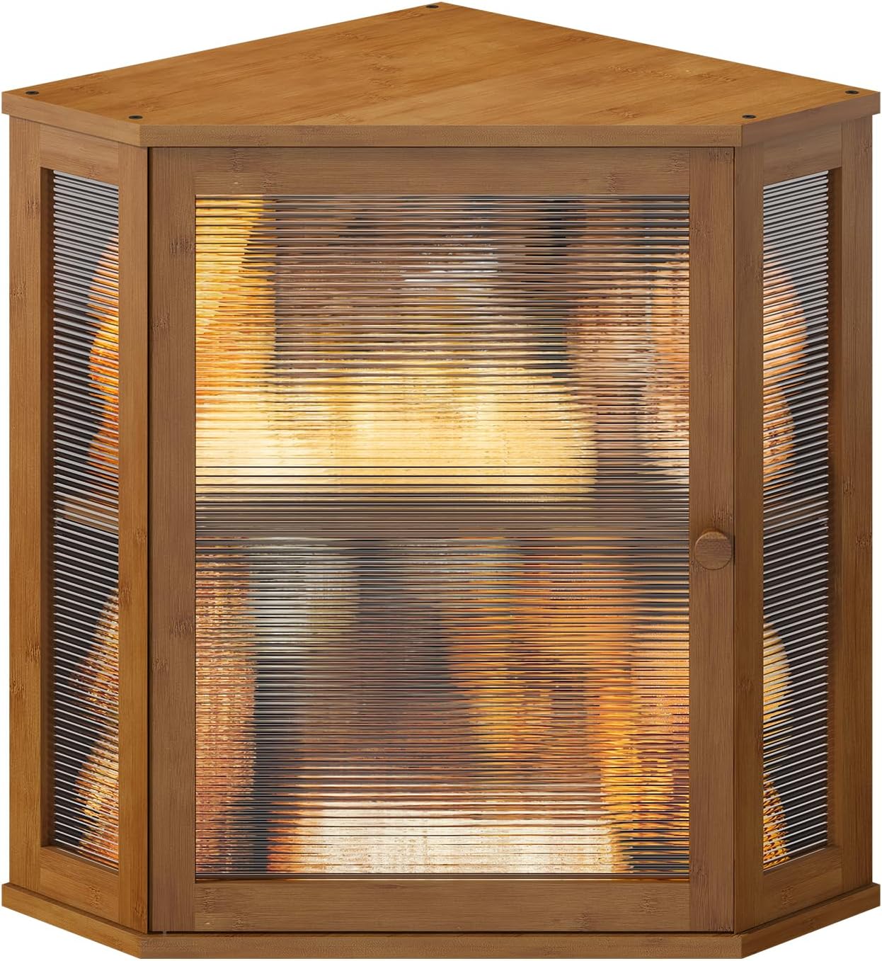 Corner Bread Box for Kitchen Countertop with Wavy Door Panel