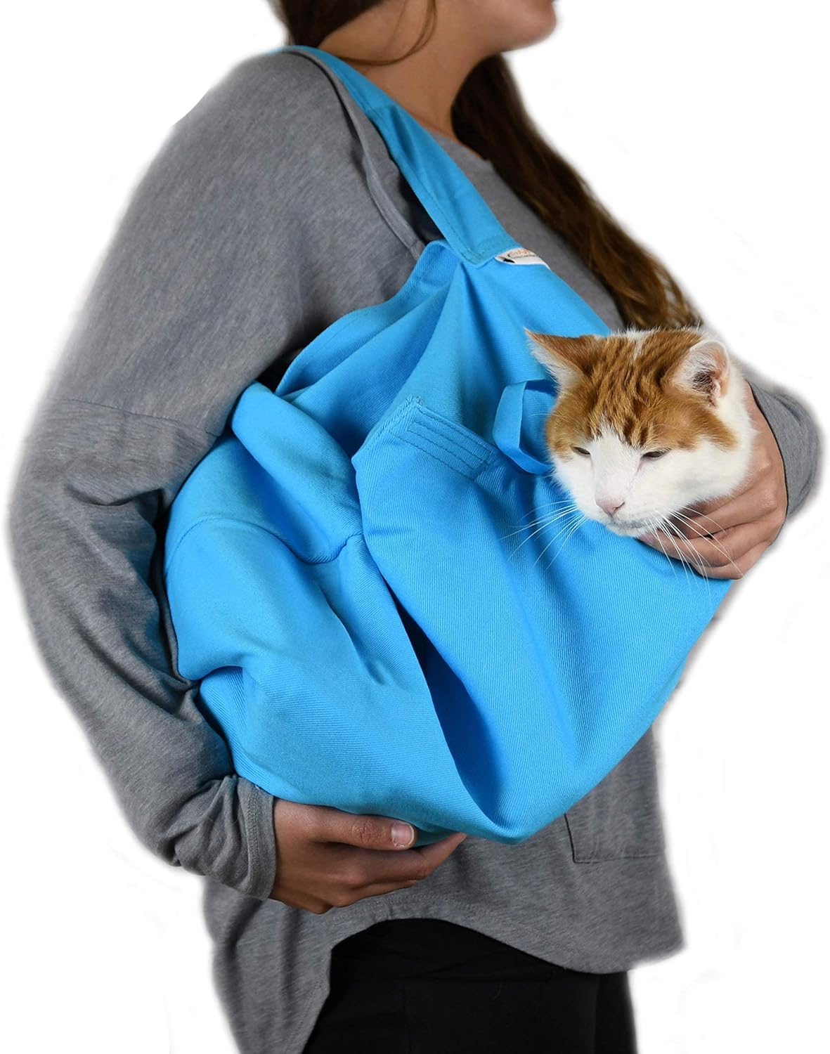 Cat-in-the-Bag Cozy Comfort Carrier for Large Cats in Light Blue