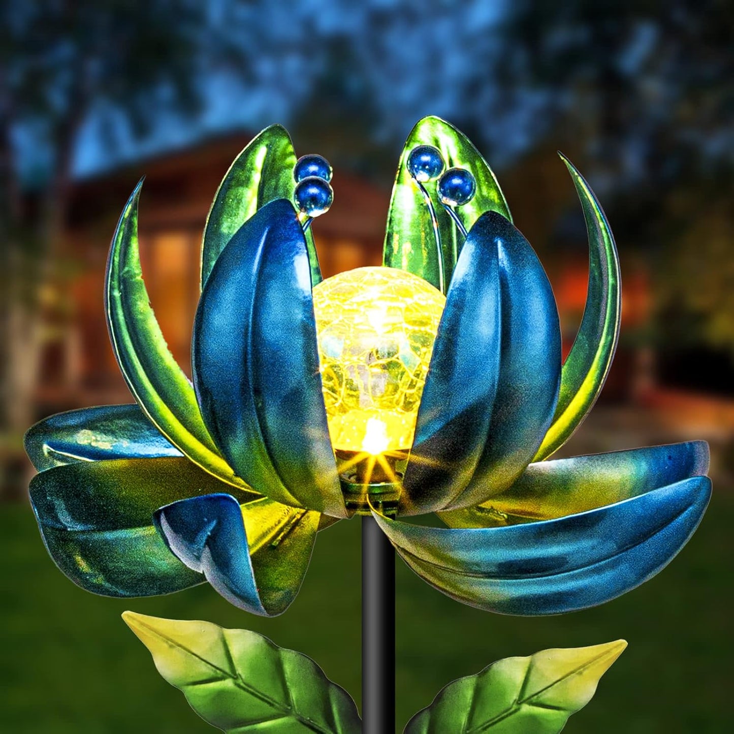 Huaxu Solar Outdoor Lights 35.4In Garden Decor Wind Spinners