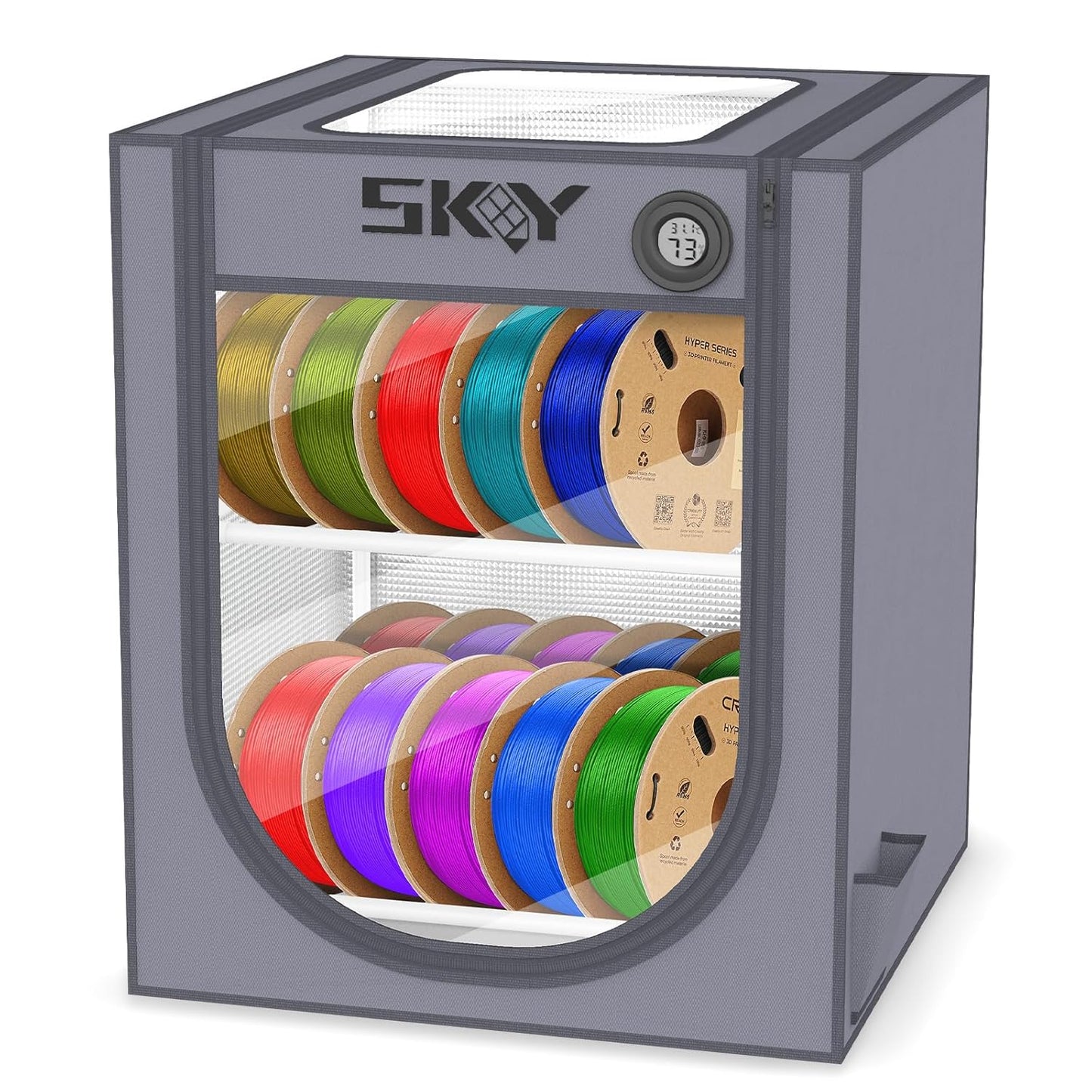 3D Printer Filament Storage Box with Thermo-Hygrometer for 20 Rolls