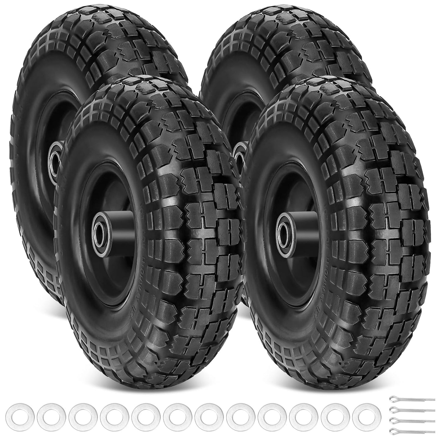 TICONN 4.00-6 Tire and Wheel Flat Free for Garden Carts