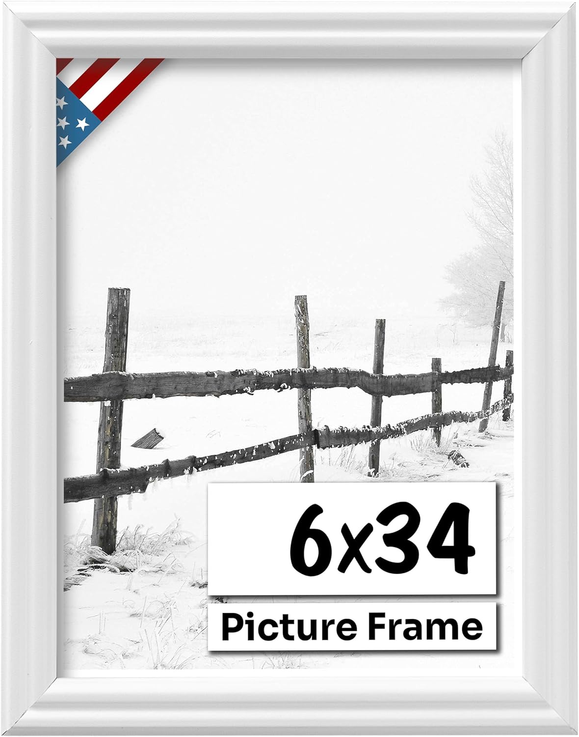 White 6x34 Picture Frame - Handmade Solid Wood Wall Decor