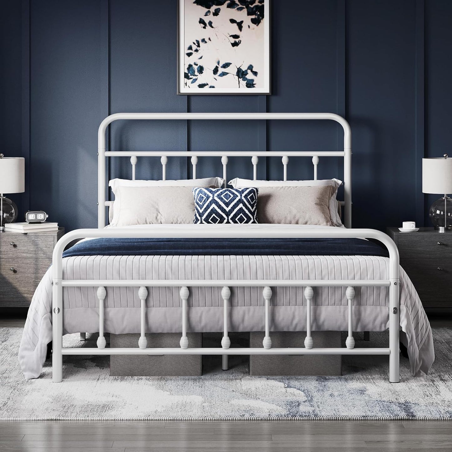 Yaheetech Classic Metal Platform Bed Frame with Victorian Style