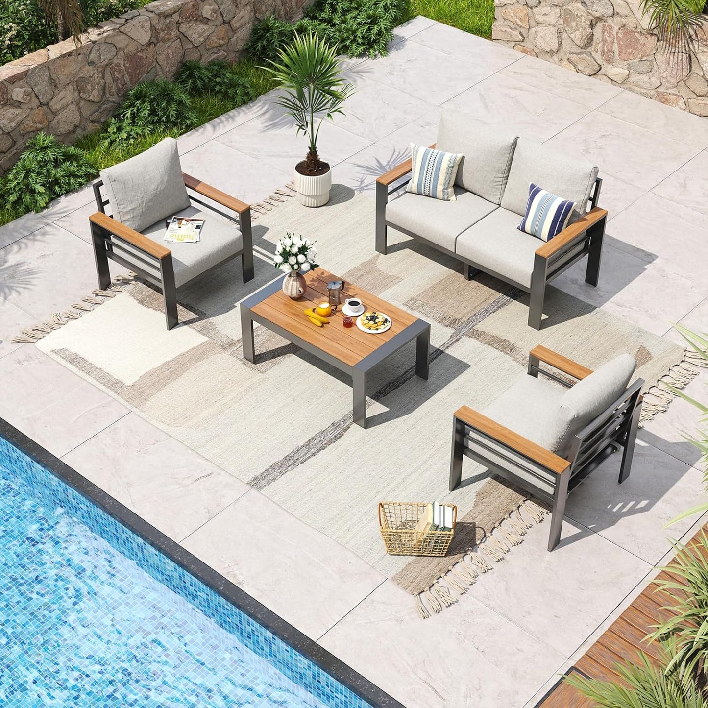 Aoxun Aluminum Patio Furniture Set for Comfortable Outdoor Relaxation