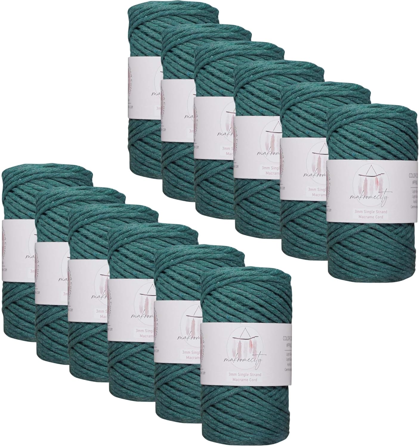 12 Skeins of 3mm Single Strand Macrame Cord for Crafts