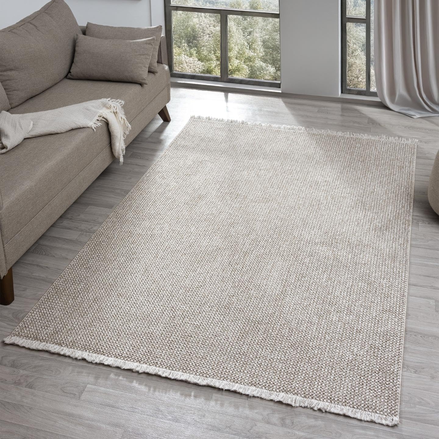 LUXE WEAVERS Solid Machine Woven Taupe 4x6 Area Rug Review