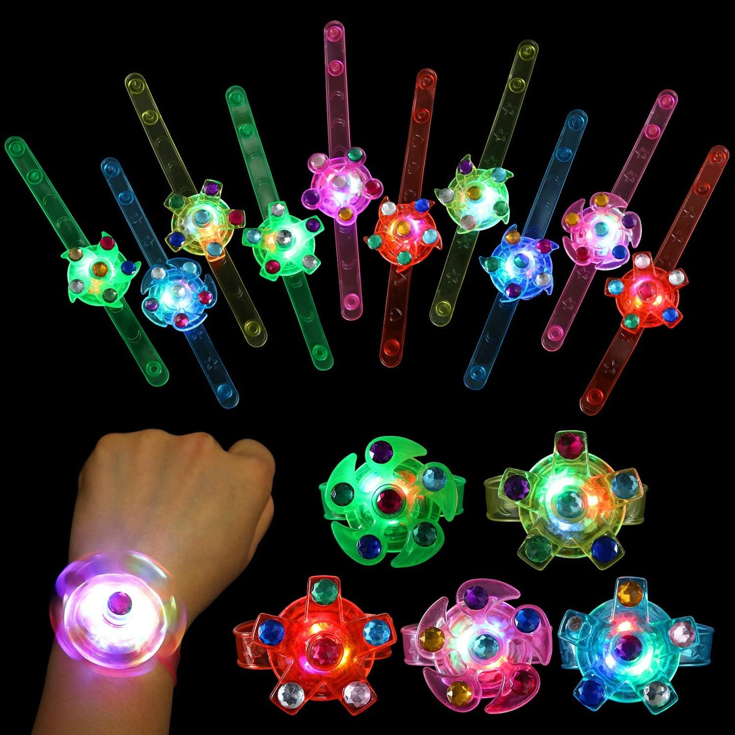 SCIONE LED Fidget Spinner Bracelets - Light Up Fun!