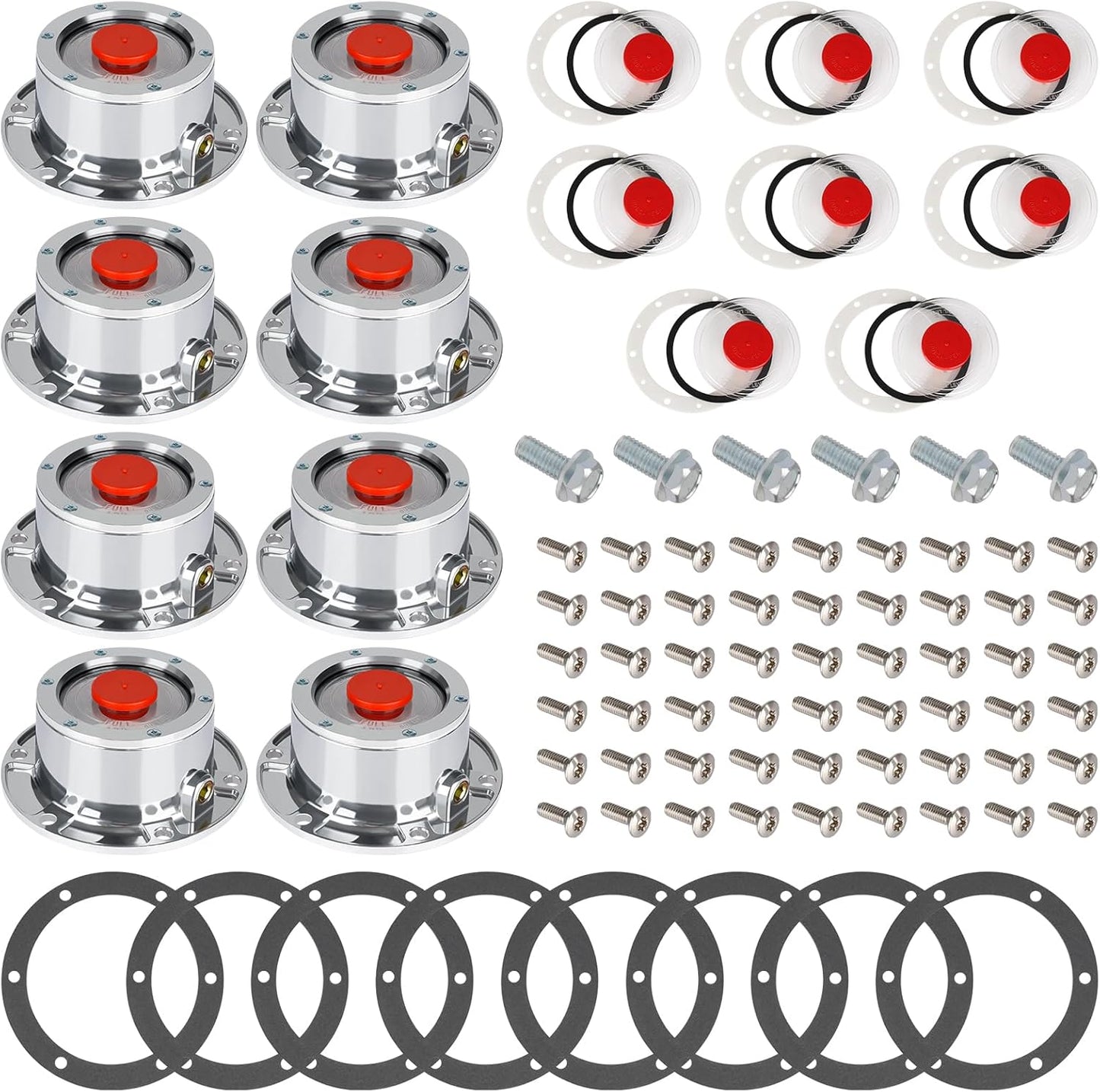 CheeMuii 8 Pack Trailer Hub Caps with Oil Window Cover Kit