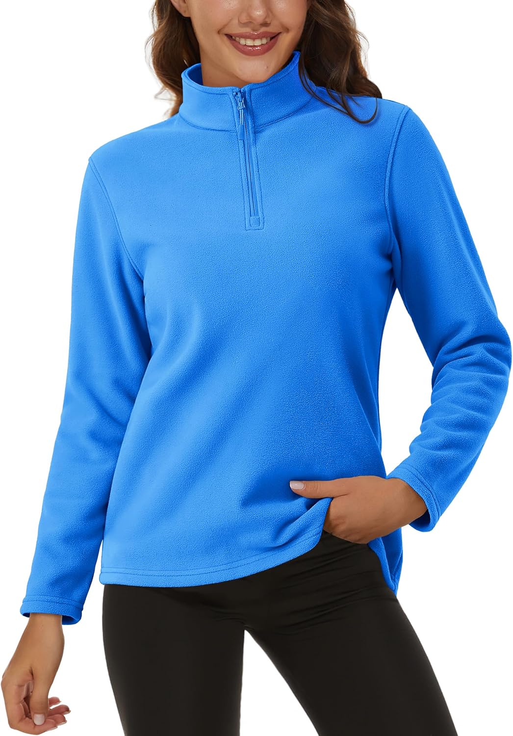 MAGCOMSEN Women's Quarter Zip Pullover Fleece Jacket for Comfort