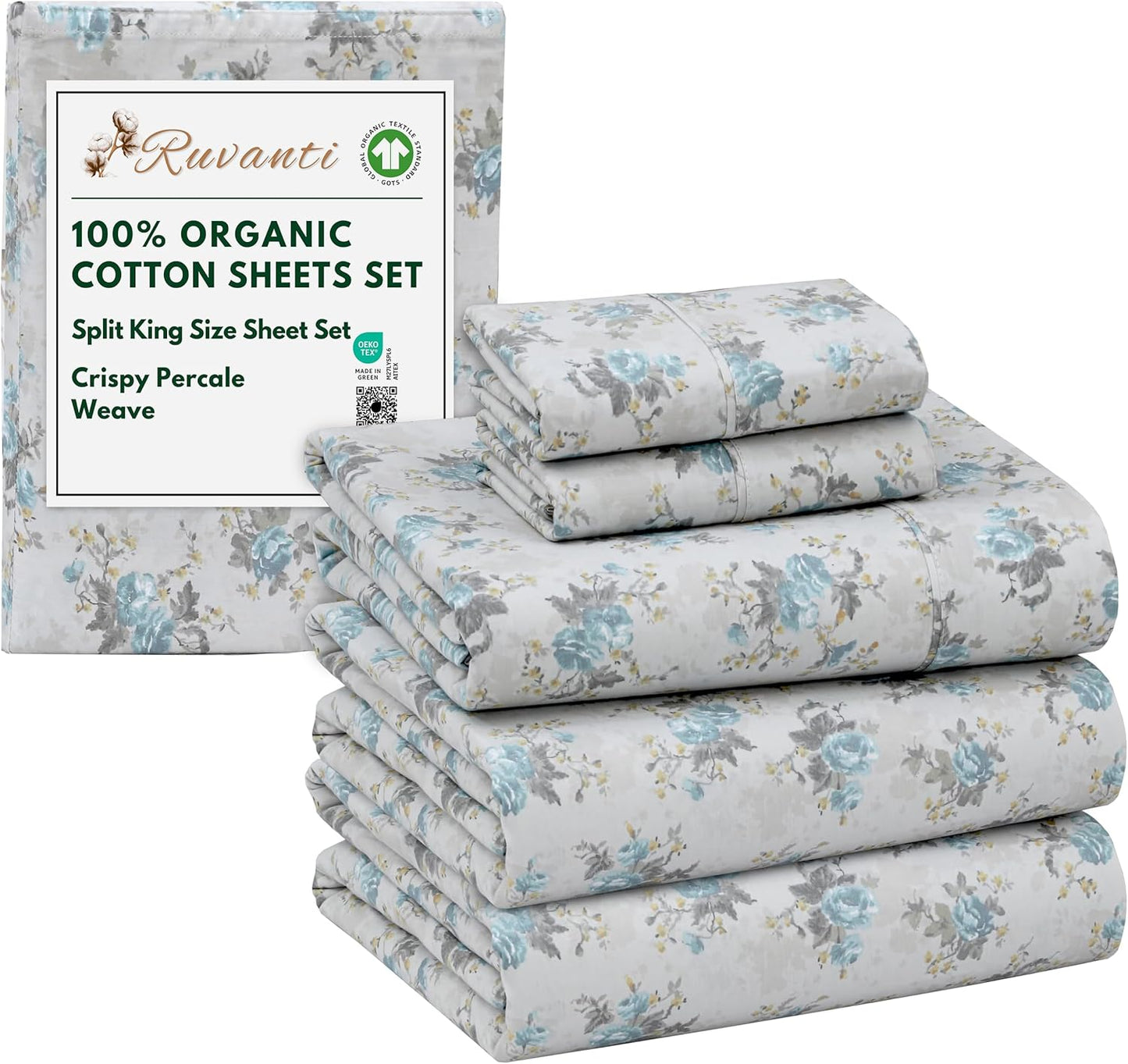 100% Organic Cotton Sheets for Split King - Soft & Durable