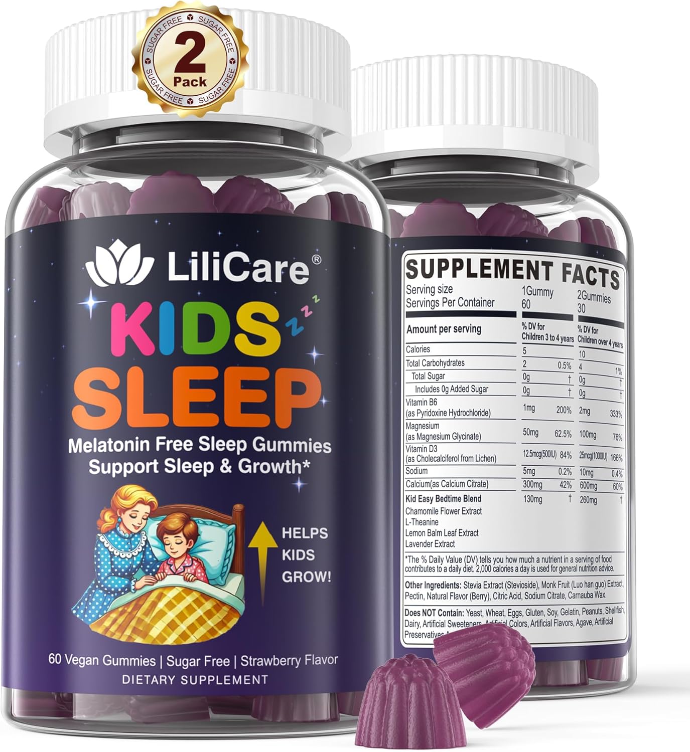 Kids Sleep Gummies - Natural Sleep Aid with Magnesium & Calcium