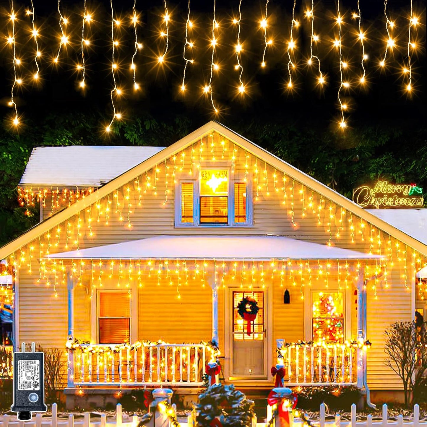 Icicle Christmas Lights Outdoor, 66ft 640 LED String Lights