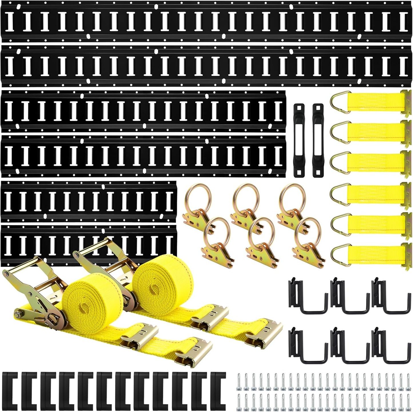 Elechomes E Track Tie-Down Rail Kit: 88 Pcs for Secure Storage