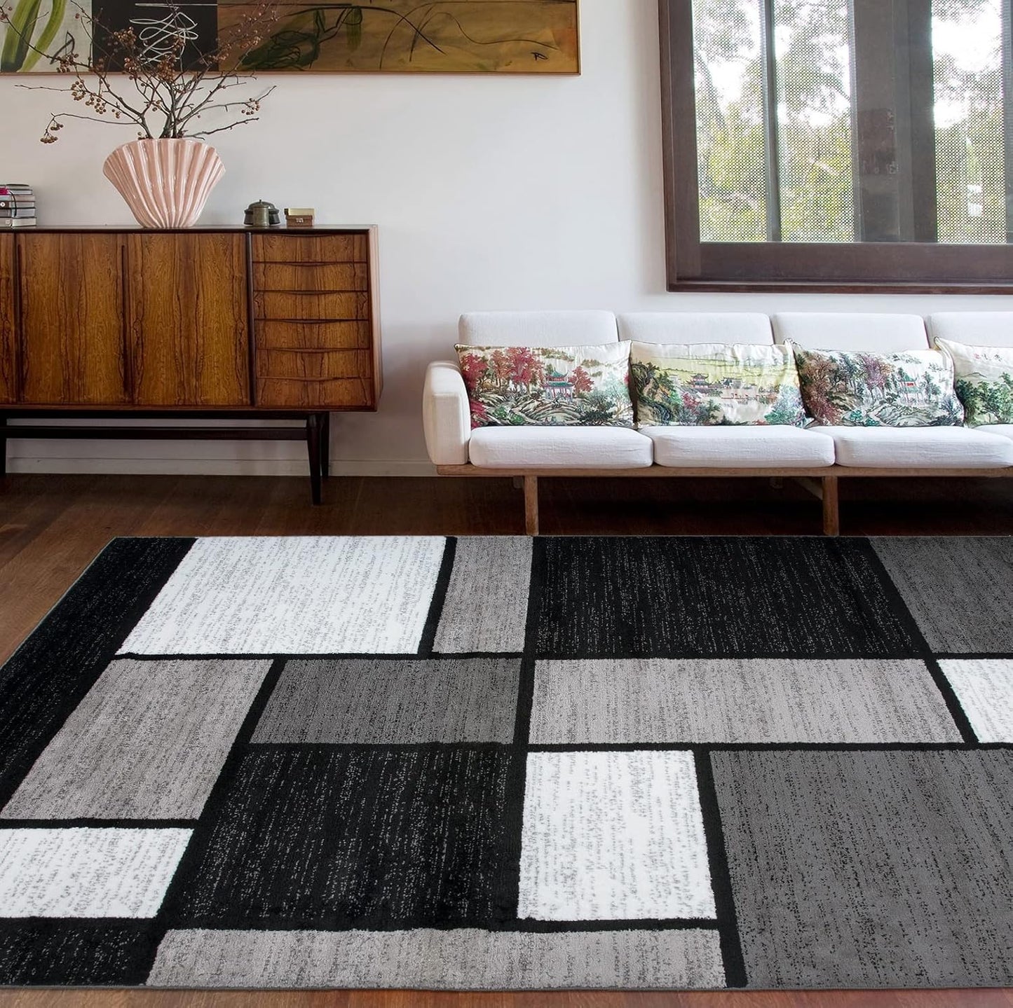 Rugshop Modern Geometric Gray Area Rug for Stylish Interiors