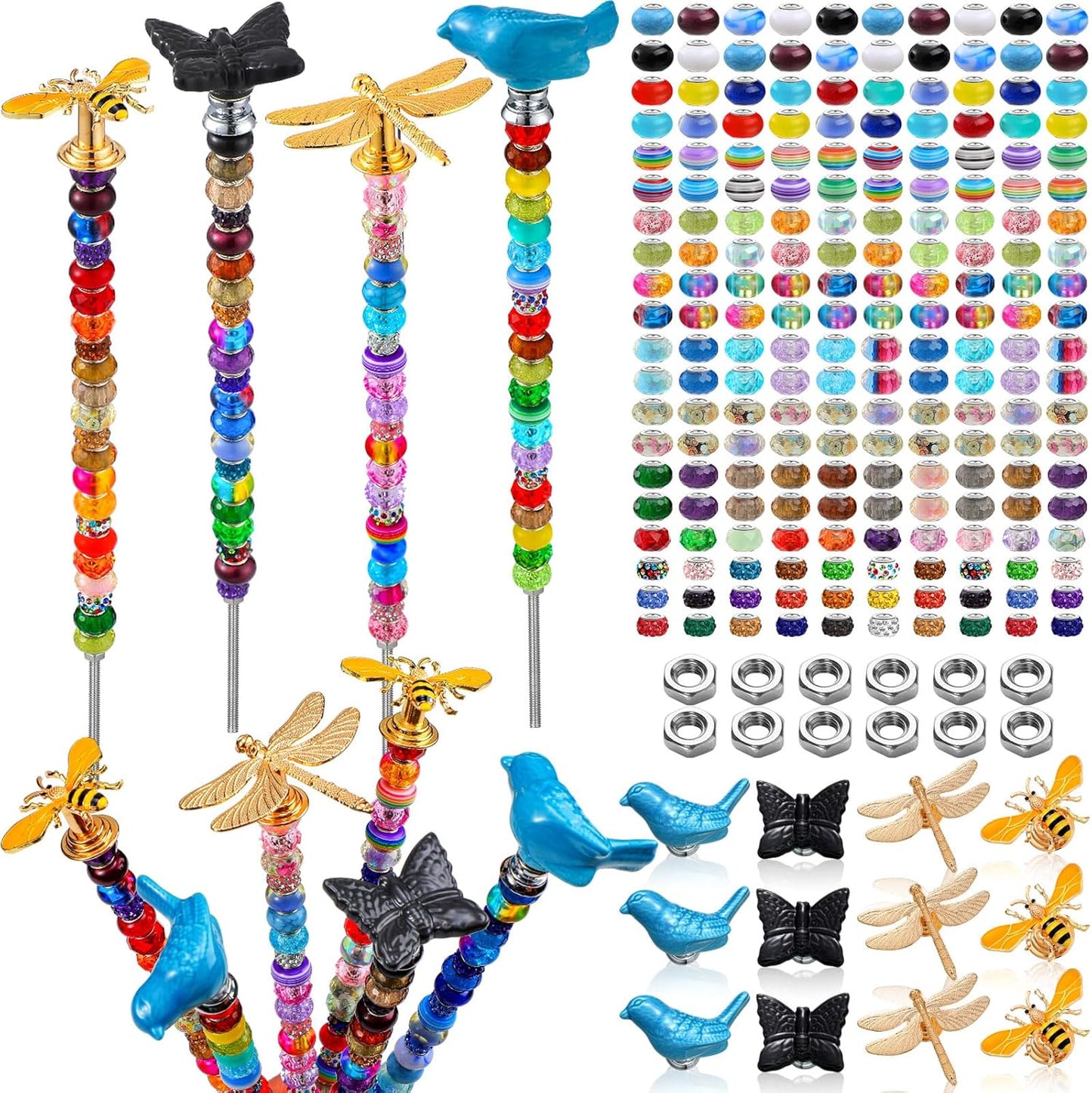 236 Pcs Garden Stake DIY Fairy Wand with Colorful Crystal Tops