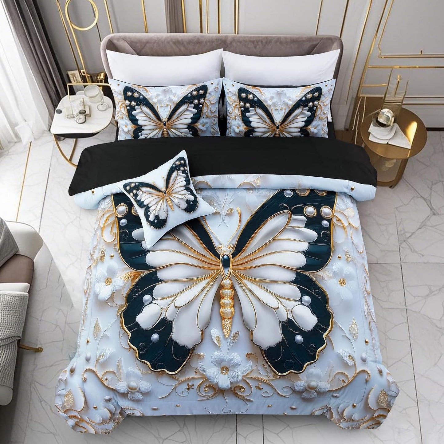 3D Butterfly Printed Twin Comforter Set for Kids and Teens
