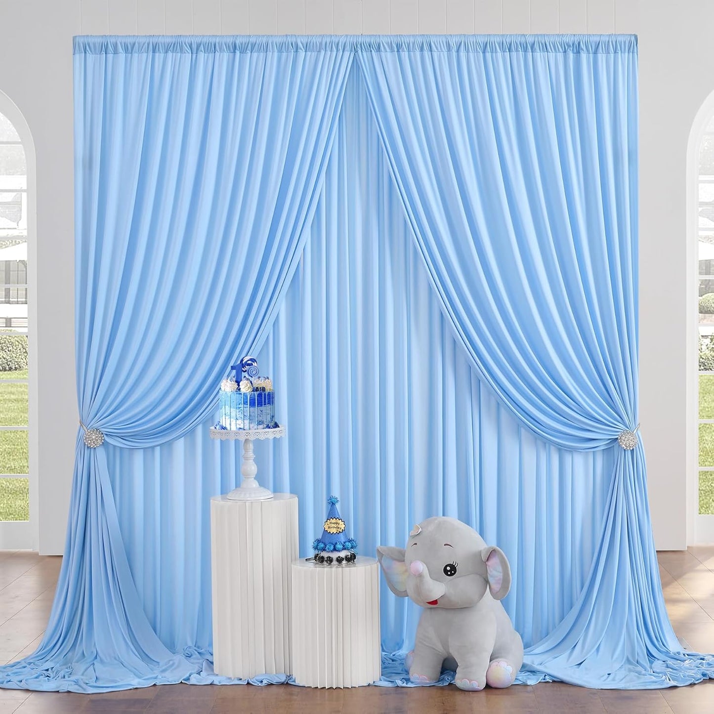 20ft x 10ft Baby Blue Backdrop Curtains for Stunning Events