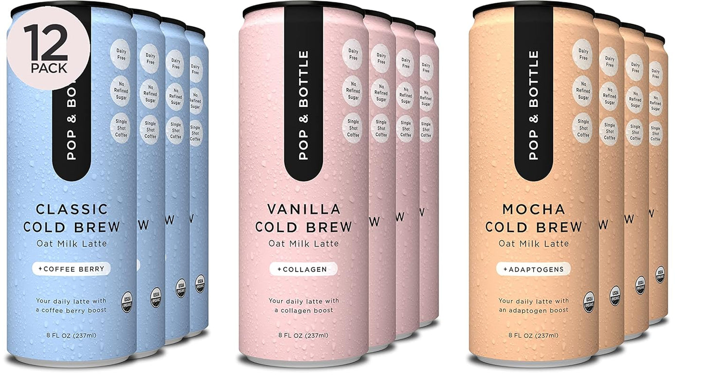 Pop & Bottle Oat Milk Lattes - Organic Cold Brew Variety Pack