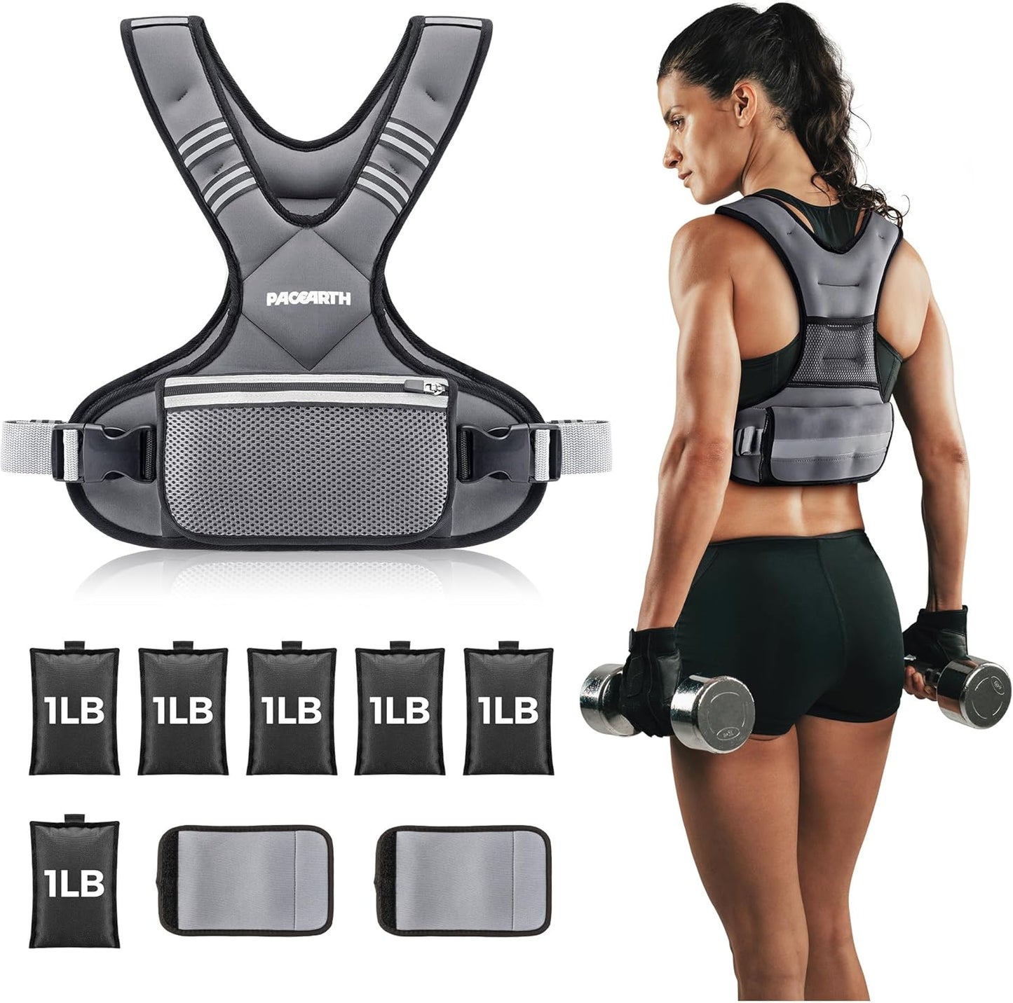 PACEARTH Adjustable Weight Vest for Enhanced Home Workouts