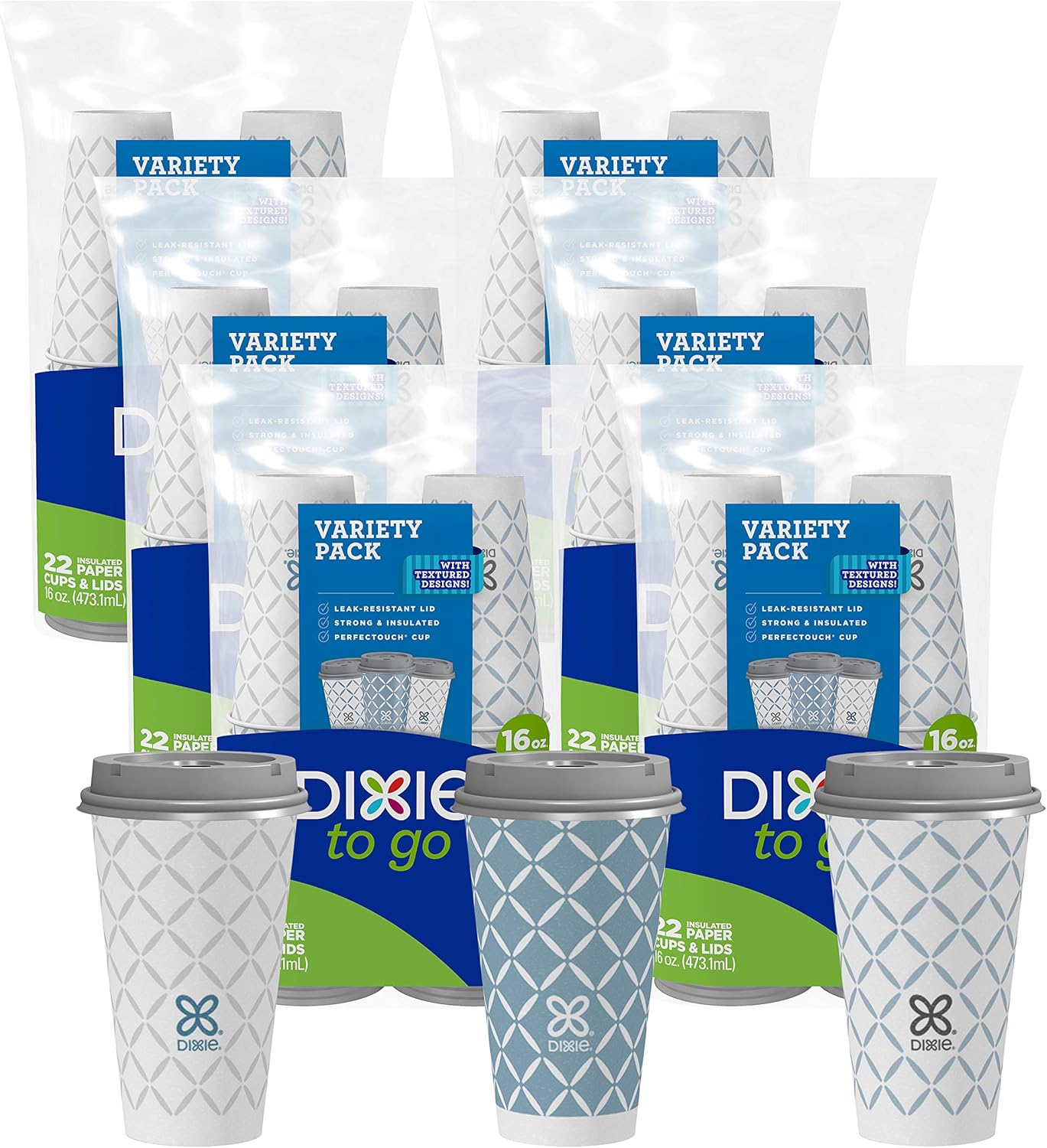 Dixie To Go Large Paper Coffee Cups for On-The-Go Beverages