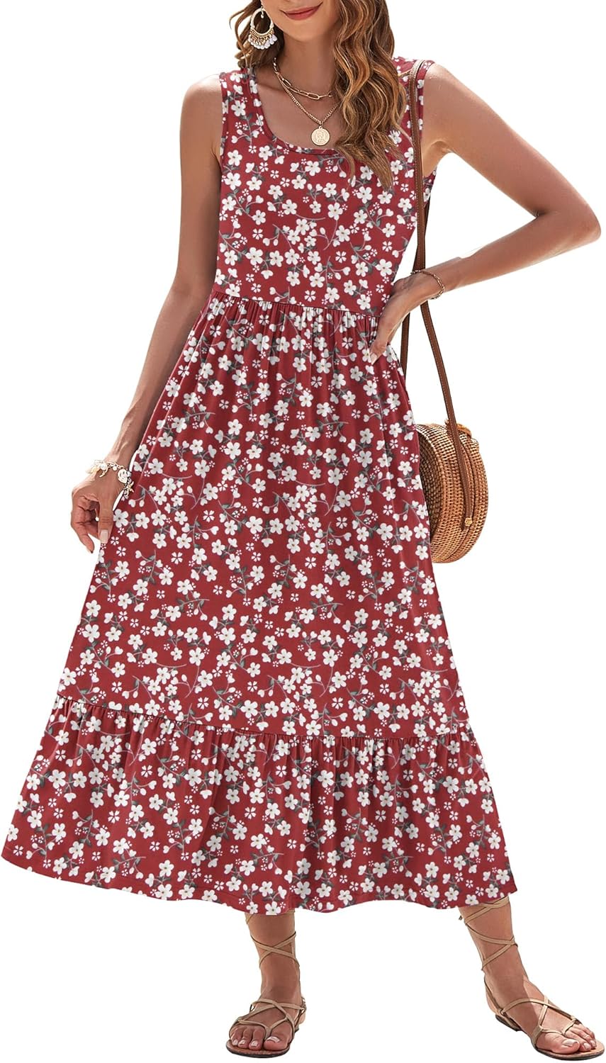 AUSELILY Womens Summer Dresses 2025 Sleeveless Maxi Dress