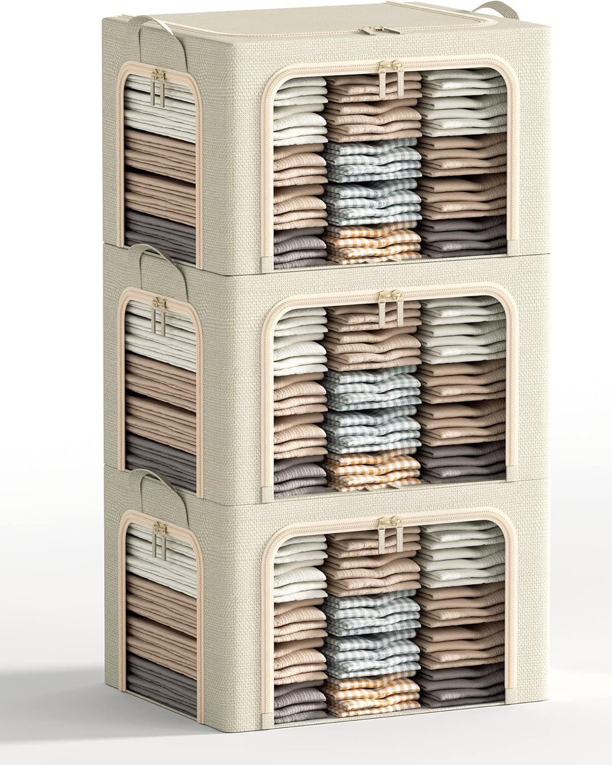 Large Clothes Storage Bins with Metal Frame for Organizing