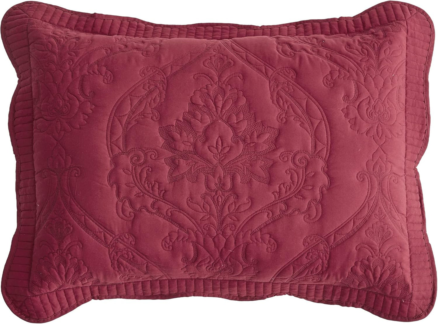 CHIXIN Microfiber King Pillow Shams Set of 2 - Wine Red Covers