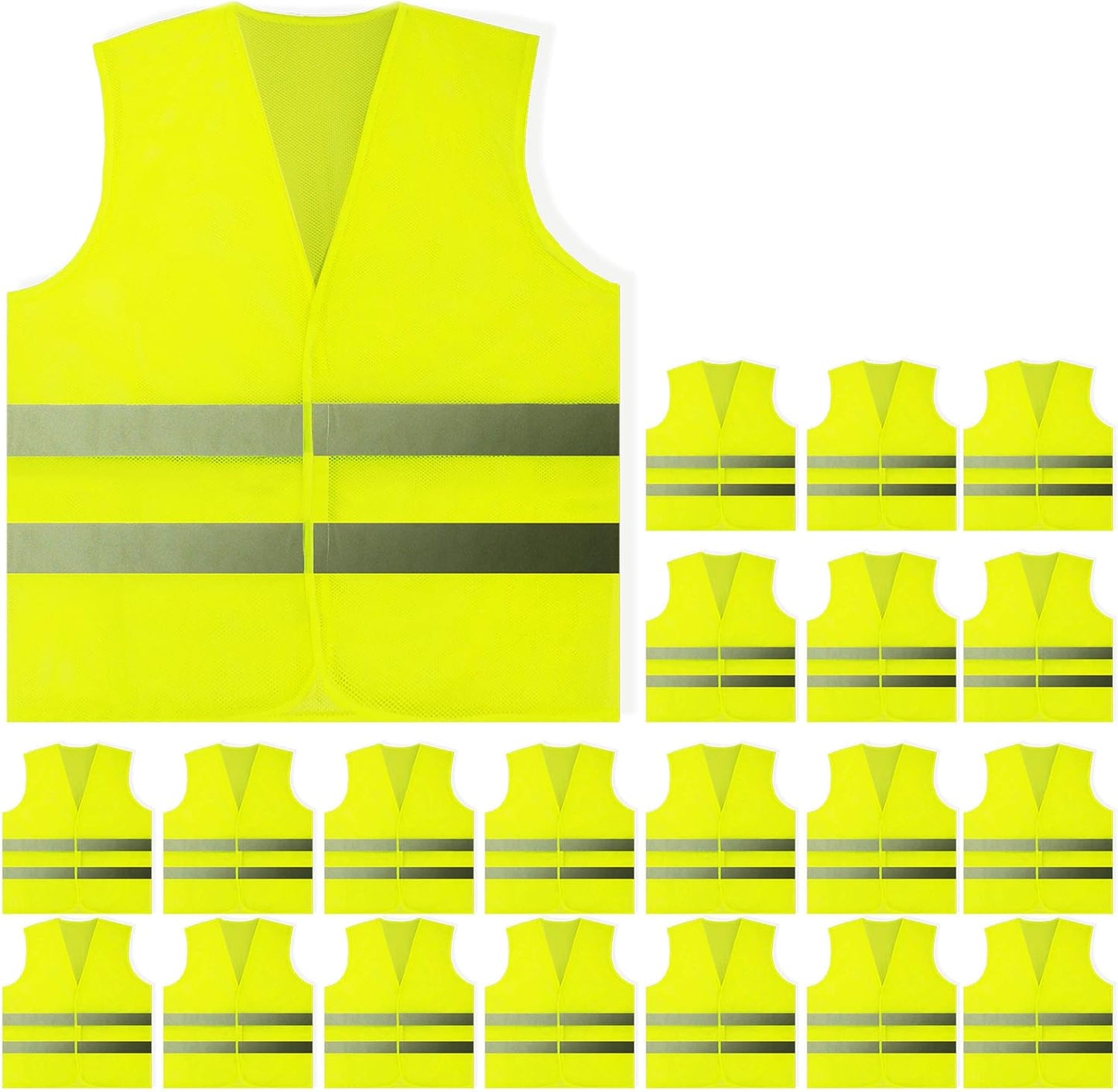 PeerBasics 20 Pack Yellow Reflective Safety Vests for All