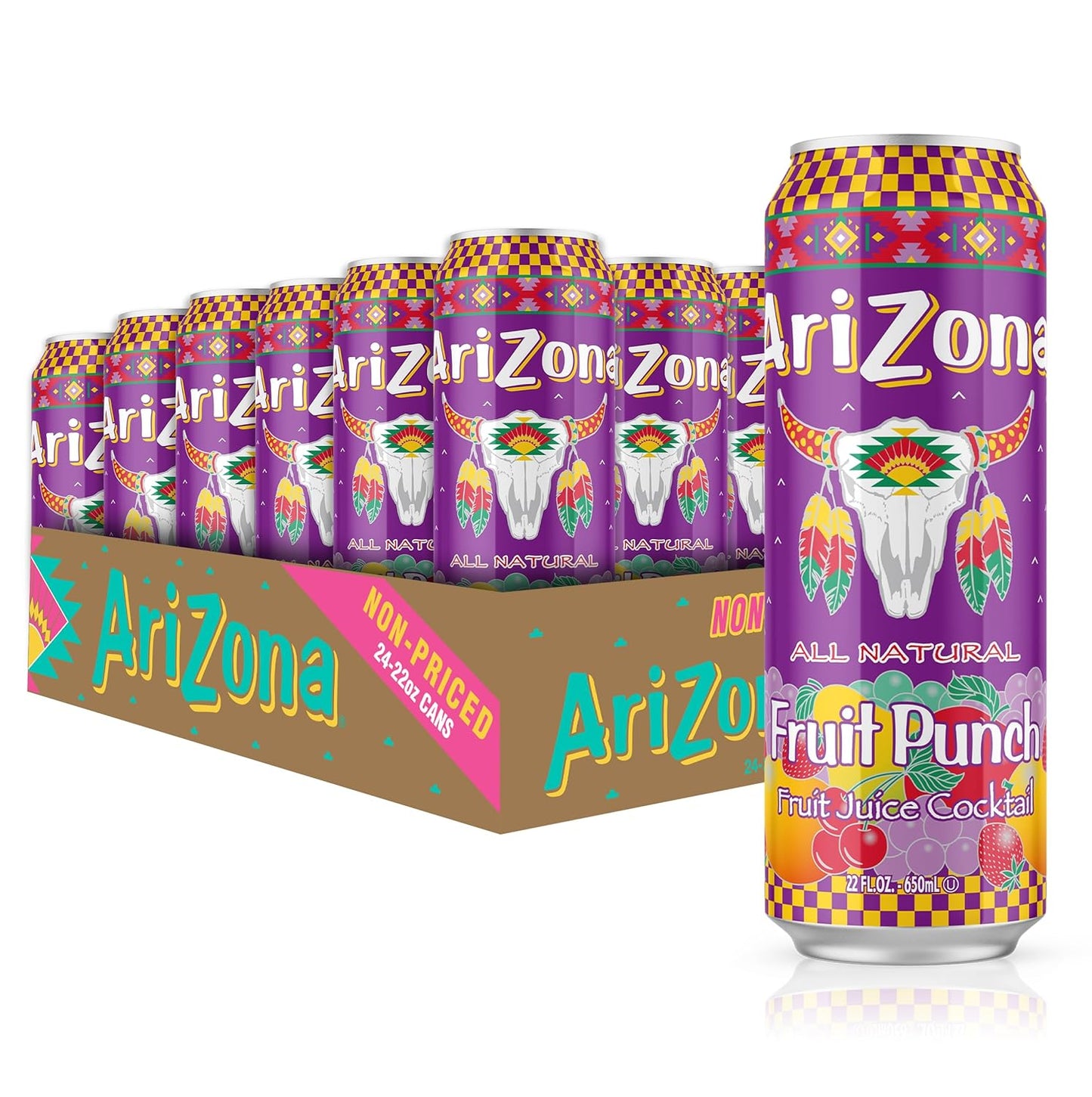 AriZona Fruit Punch - Refreshing Real Juice Beverage Pack of 24