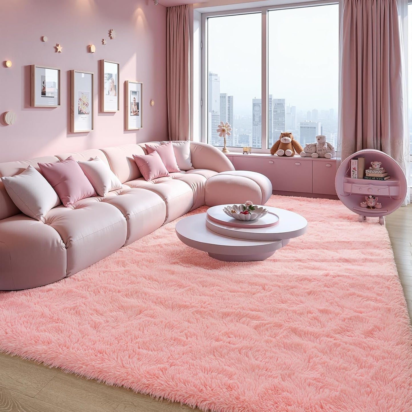 Zentavio Pink Rugs for Girls Room - Soft Fluffy Shag 8x10