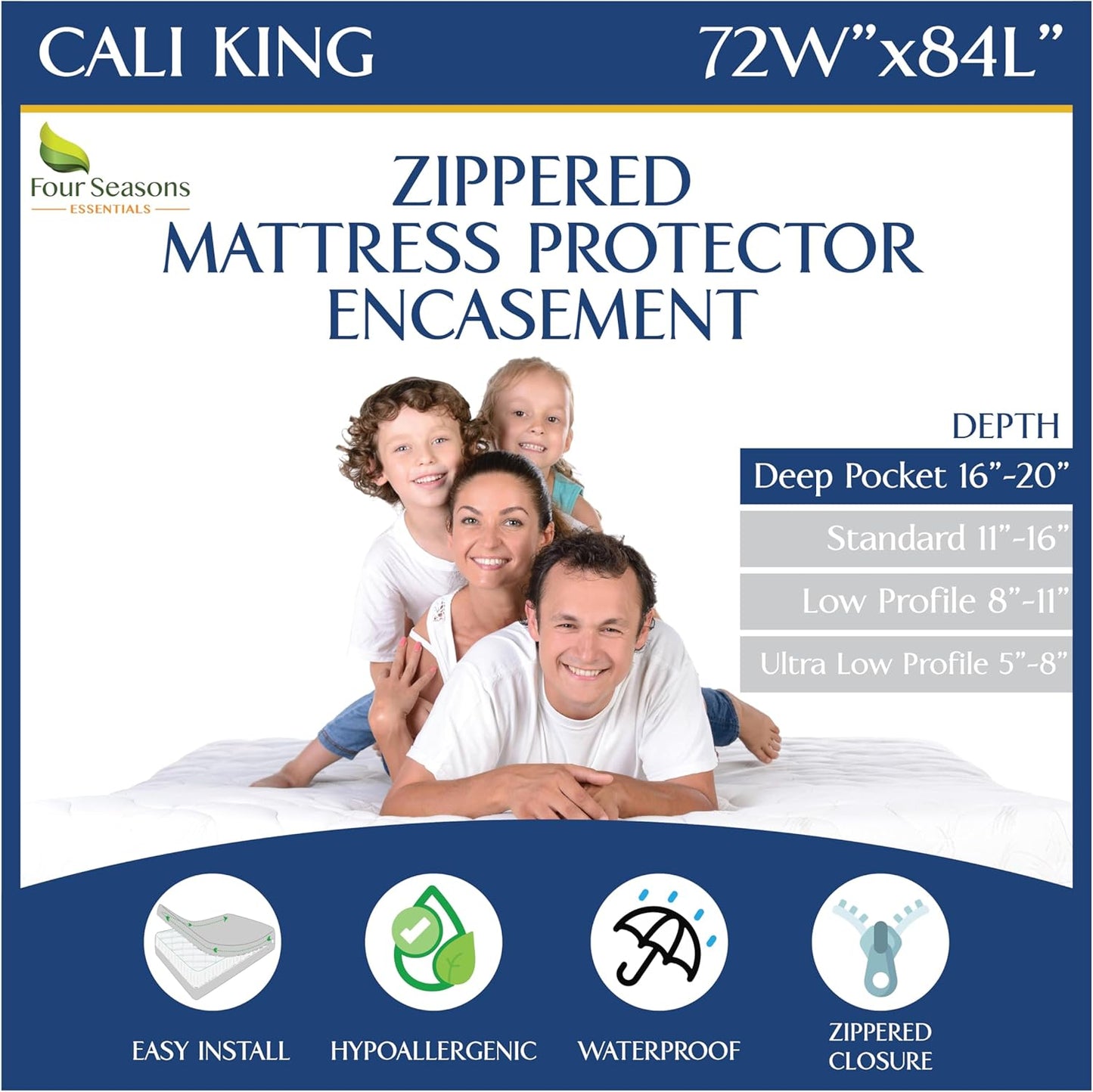 California King Mattress Protector Waterproof Zippered Cover