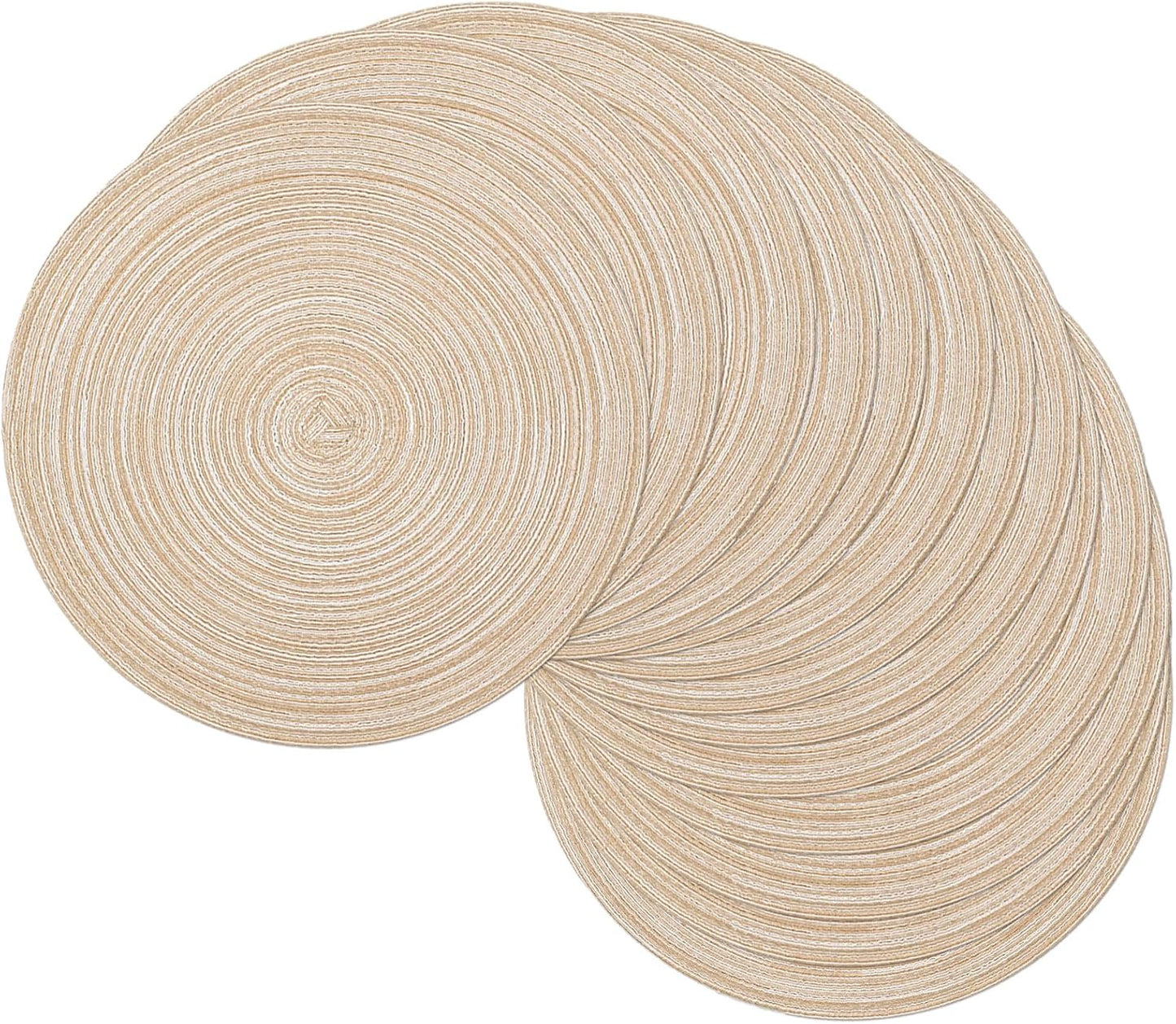 SHACOS 15 inch Beige Round Placemats Set of 12 for Dining Table