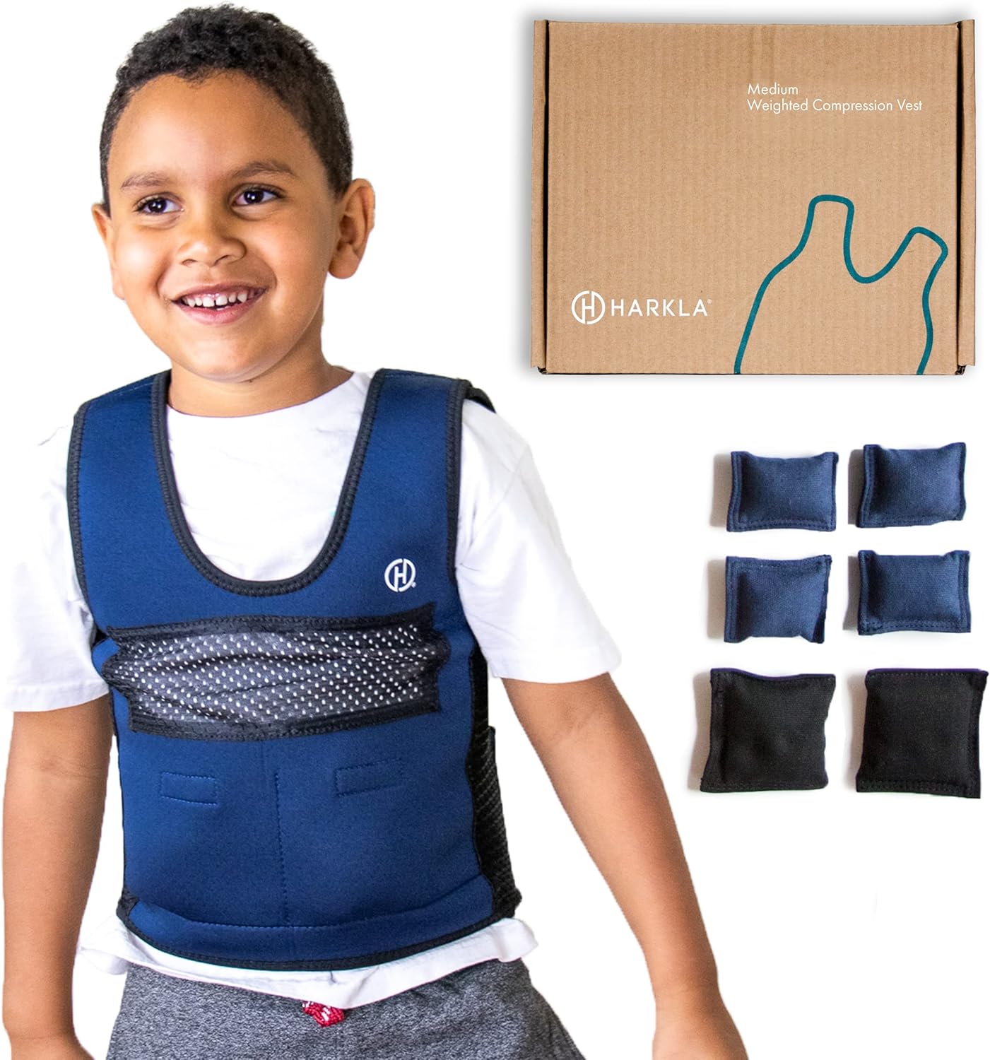 Harkla Weighted Vest for Kids - Adjustable Compression Vest