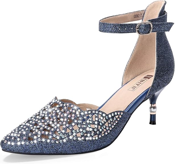 IDIFU Women's IN2 Candice Wedding Rhinestones Low Kitten Heels