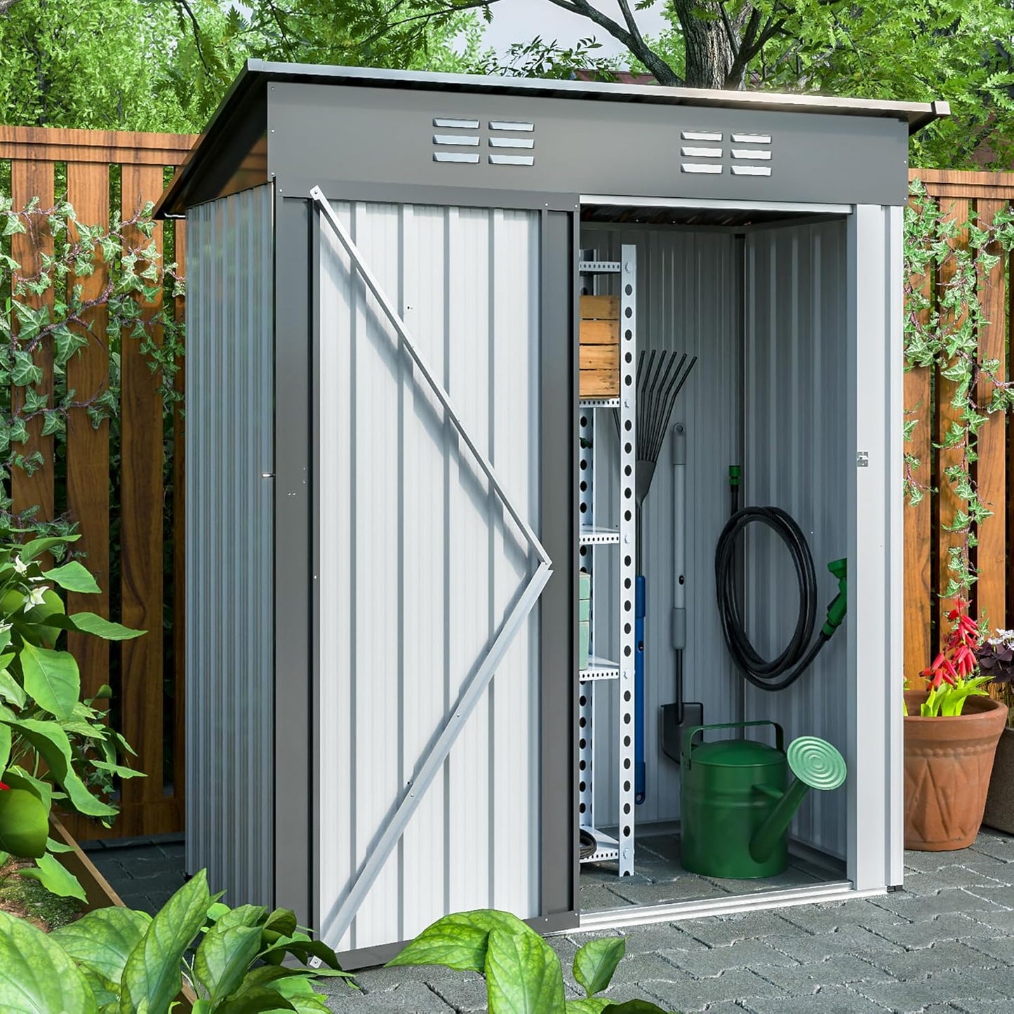 5x3 FT Metal Storage Shed for Tools and Equipment Organization