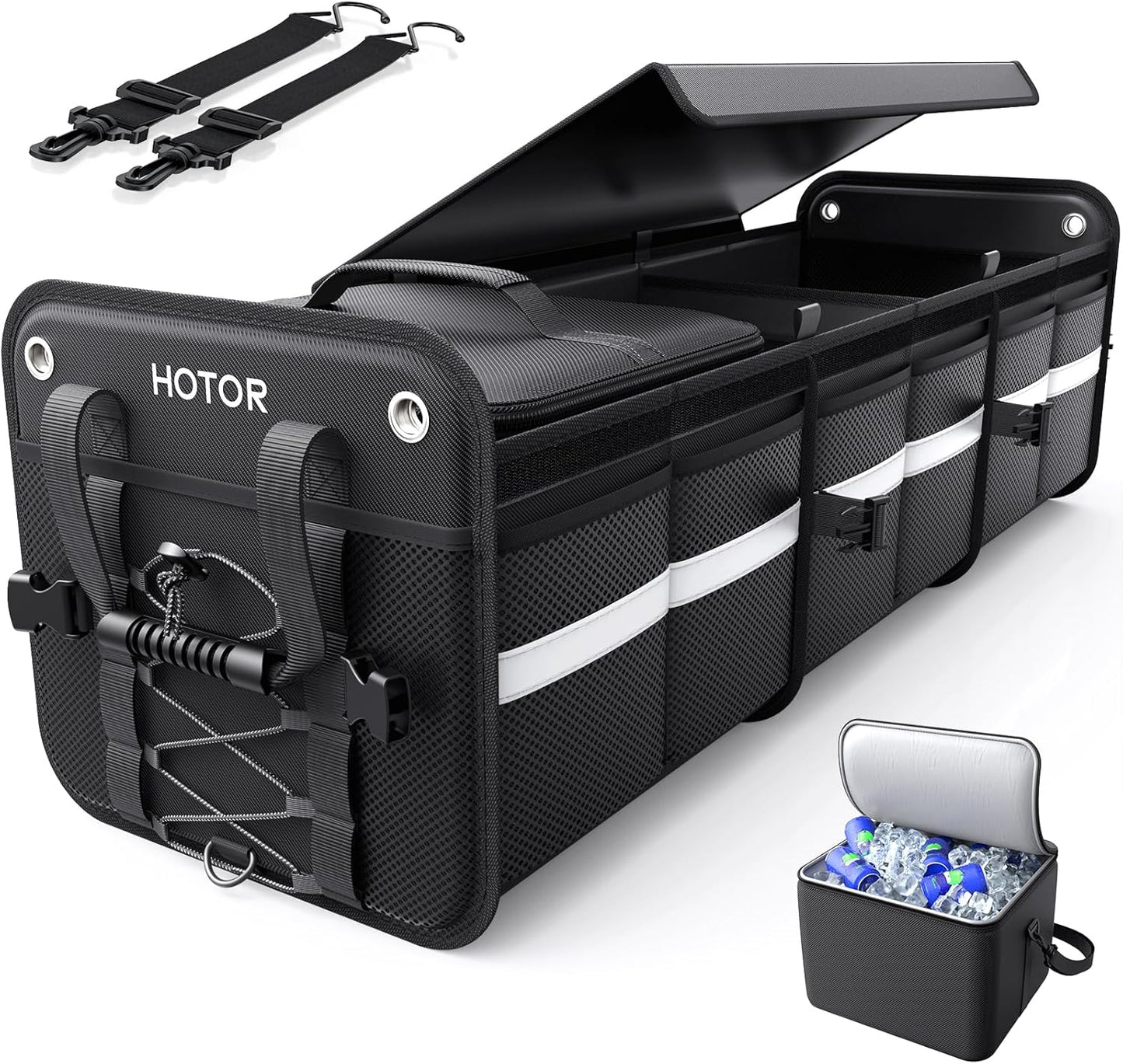 HOTOR Trunk Organizer with Cooler Bag for Neat Car Storage