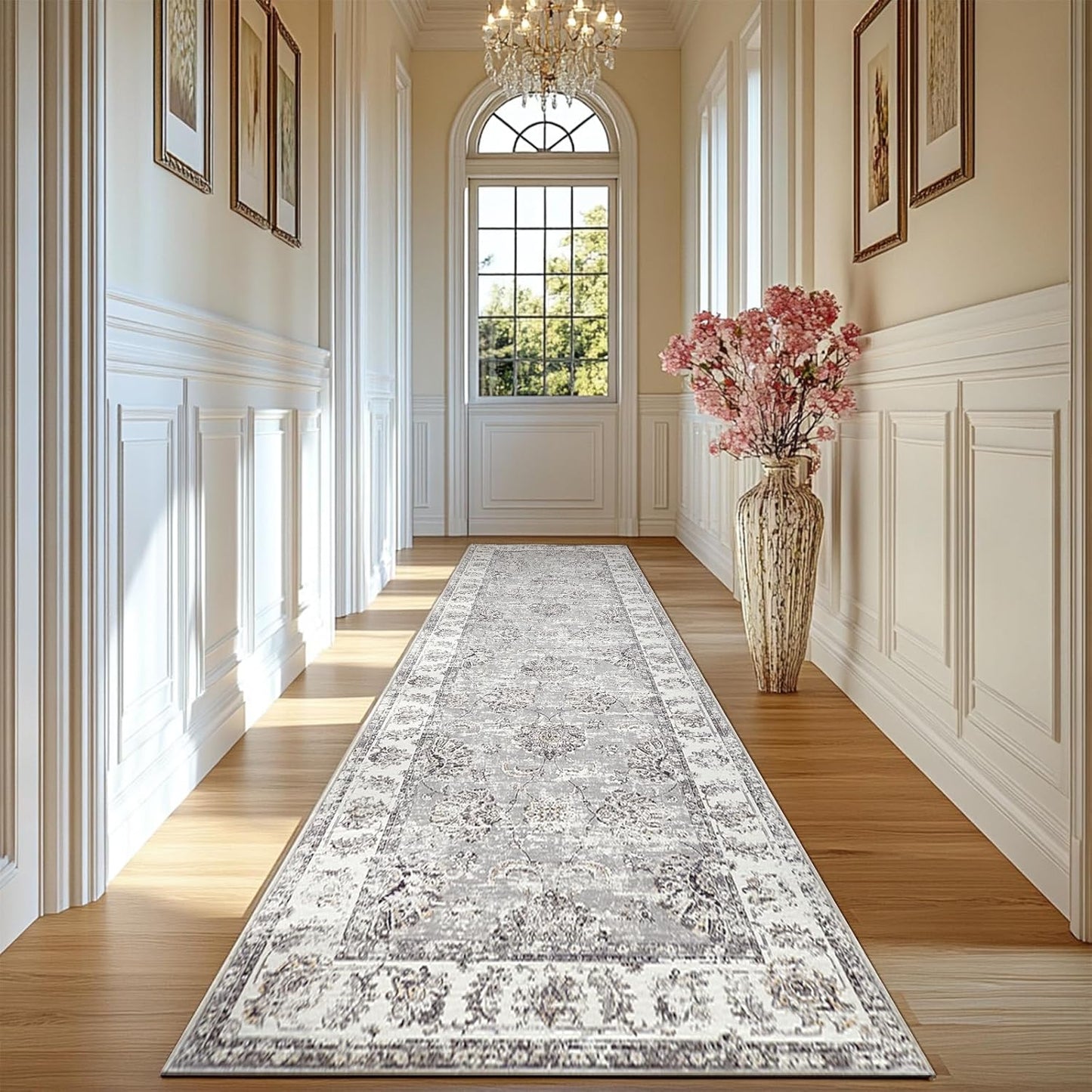 Vintage Floral Design 2x12 Runner Rug for Hallways and Kitchens