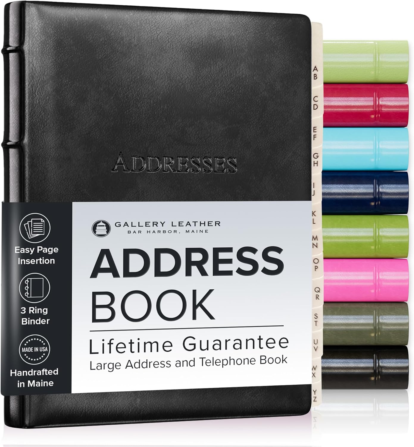Gallery Leather Large Address Book with Alphabetical Tabs
